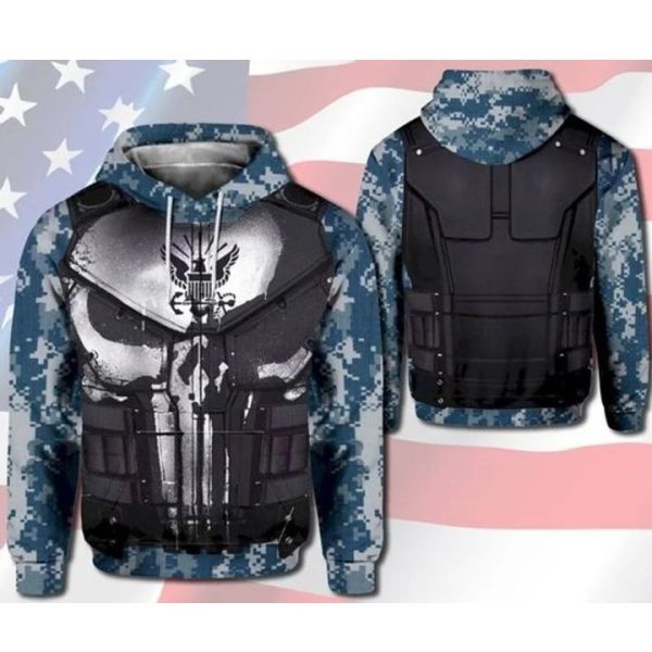 Black Armor Camo 3D Hoodie Sweatshirt