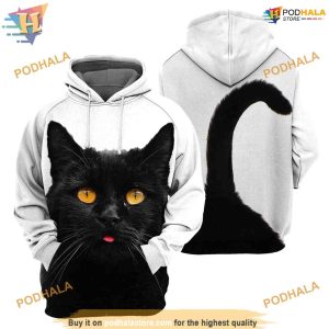 Black Cat All Over Printed Funny Animal Costume Full 3D Hoodie Sweatshirt