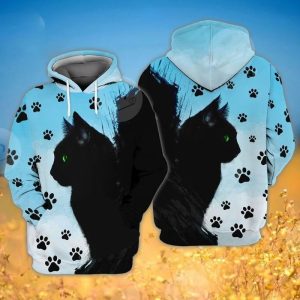 Black Cat Eyes Green 3D Hoodie Sweatshirt