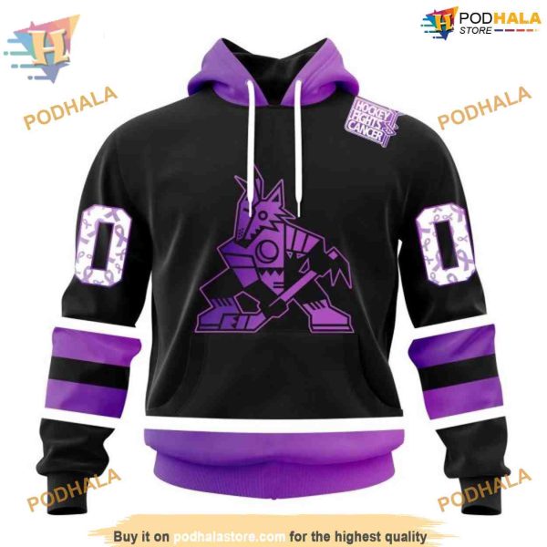 Black Hockey Fights Cancer NHL Arizona Coyotes Hoodie 3D