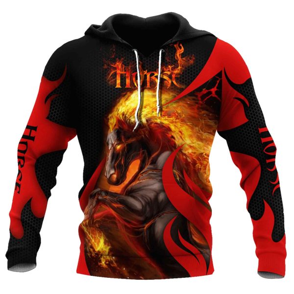 Black Horse All Over Printed 3D Hoodie