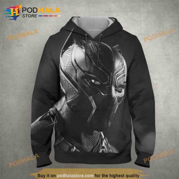 Black Panther Art Work White Over Print 3D Hoodie Sweatshirt Shirt