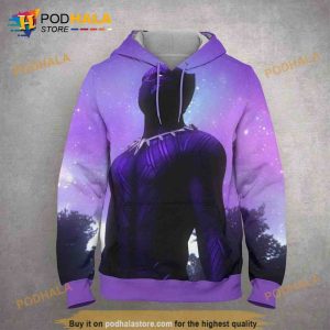 Black Panther Purple Wakanda Forever Over Print 3D Hoodie