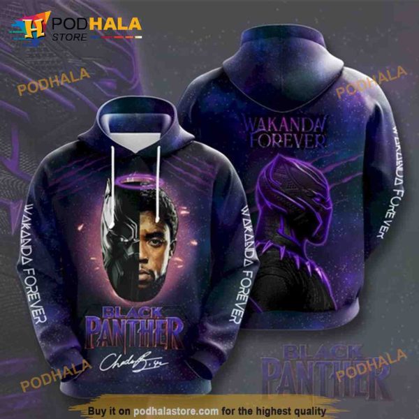 Black Panther Wakanda Forever Chadwick Aaron Boseman Signature 3D Hoodie