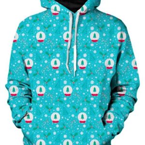 Blue Christmas Snowing Pullover Andped 3D Hoodie Sweatshirt