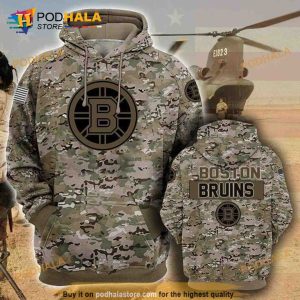 Boston Bruins Camouflage Veteran 3D Cotton Hoodie