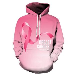 Breast Cancer Awareness Month Ombre Pink 3D Hoodie Sweatshirt