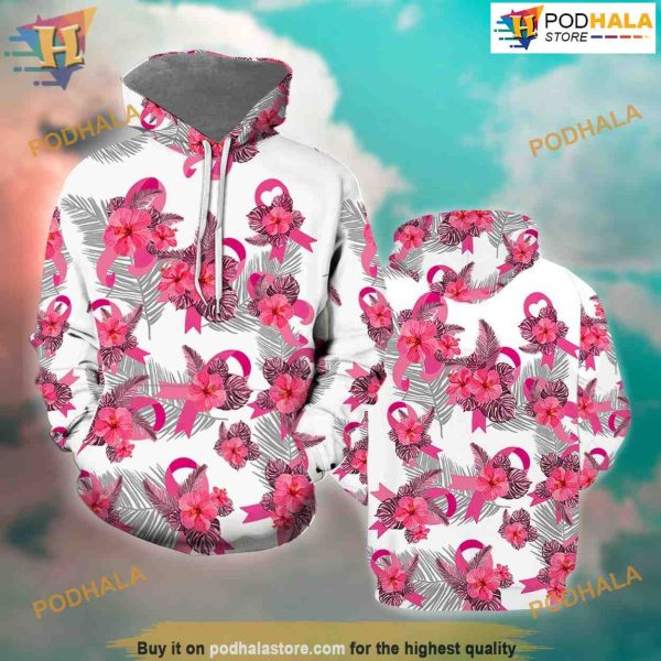 Breast Cancer Awareness Tropical All Over Printed 3D Hoodie Sweatshirt