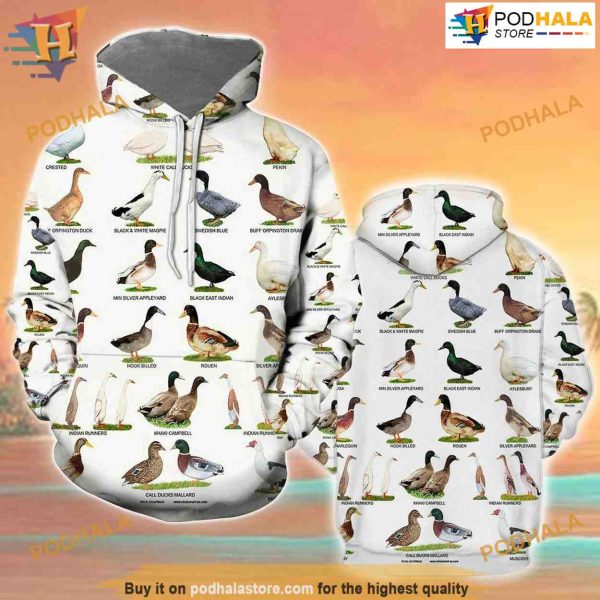 Breeds Of Ducks Hunting All Over Printed 3D Hoodie Sweatshirt