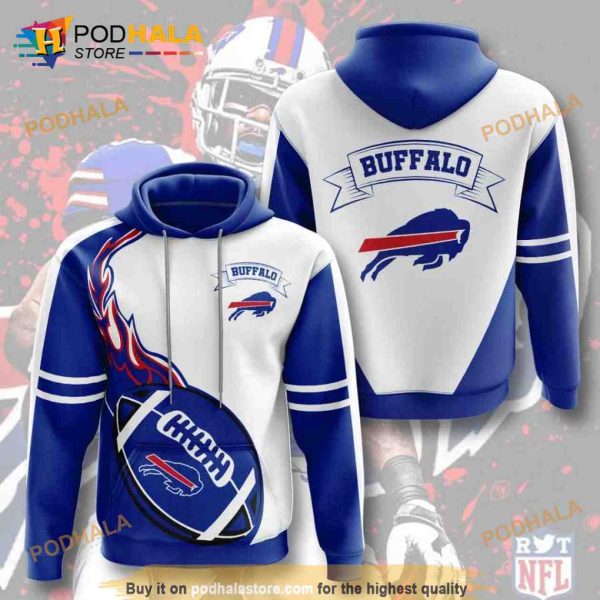 Buffalo Bills 3D Hoodie Sweatshirt Blue And White