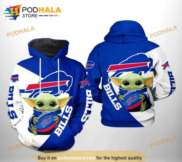 Buffalo Bills NFL Baby Yoda Team 3D Printed Hoodie