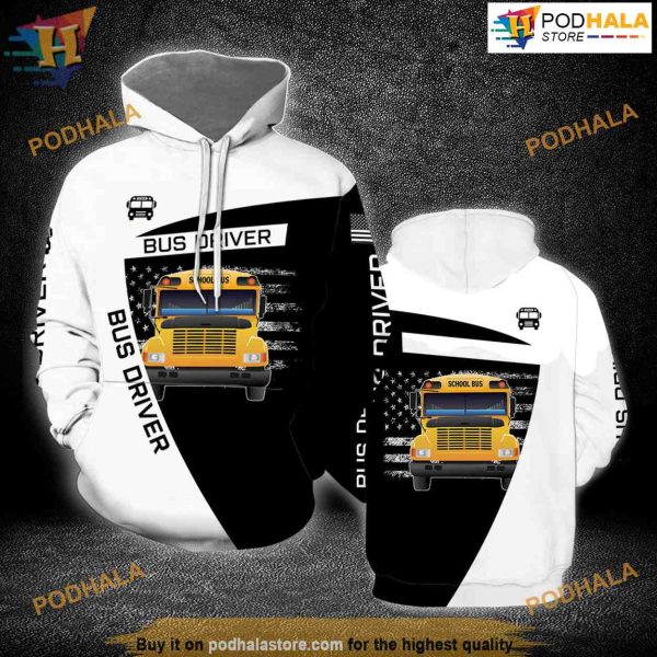 Bus Driver School All Over Printed 3D Hoodie Sweatshirt