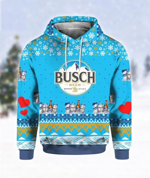 Busch Beer Christmas 3D Hoodie Sweatshirt