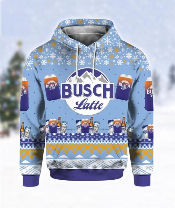 Busch Latte Beer Christmas 3D Hoodie Sweatshirt