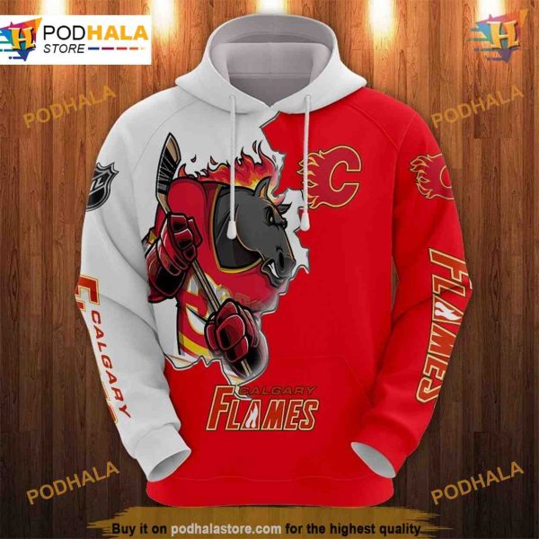 Calgary Flames Cartoon Graphic 3D Hoodie