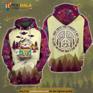 Campervan Into Forest Hippie Camping 3D Hoodie Sweatshirt