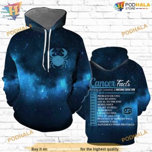 Cancer Horoscope Zodiac Christmas All Over Printed 3D Hoodie Sweatshirt