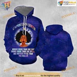 Capricorn Queens Blue Cool Design Zodiac All Over Printed 3D Hoodie