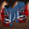 Captain American Marvel Comics Red Light Blue 3D Hoodie Sweatshirt