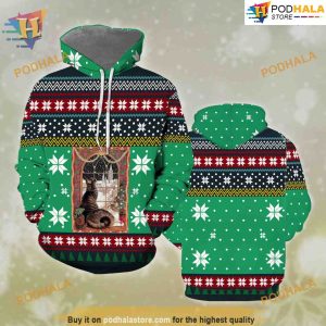 Cat Christmas Snow Window All Over Printed 3D Hoodie Sweatshirt