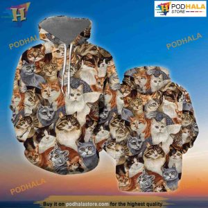 Cat Cute All Over Printed 3D Hoodie Sweatshirt