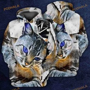 Cat Eyes Blue 3D Hoodie Sweatshirt