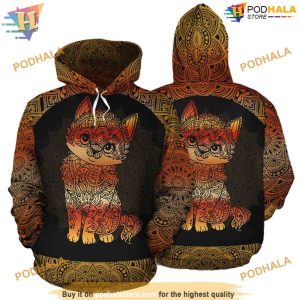 Cat Mandala Pattern Christmas 3D Hoodie