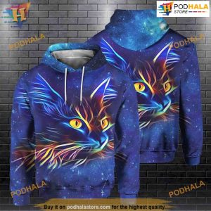 Cat Neon All Over Printed 3D Hoodie Sweatshirt