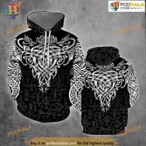 Celtic Tattoo Black White All Over Printed 3D Hoodie Sweatshirt