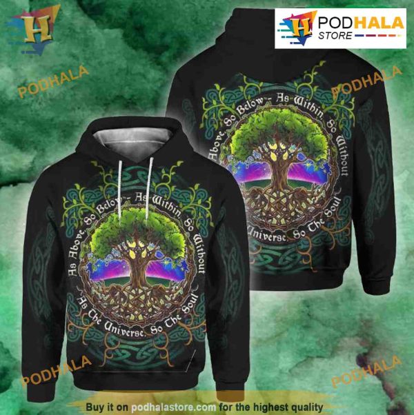 Celtic Tree Of Life Art All Over Printed 3D Hoodie Sweatshirt