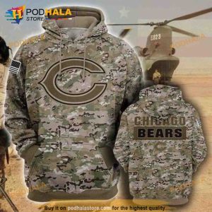 Chicago Bears Camouflage Veteran 3D Hoodie Sweatshirt