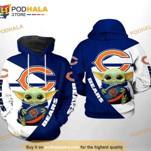 Chicago Bears NFL Baby Yoda Team 3D Hoodie Sweatshirt