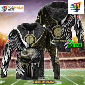 Chicago Bears NFL Custom Name Luxury Eagle Skull Design Shirt NFL Hoodie 3D