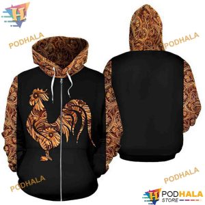 Chicken Wood Pattern Black Funny Christmas Hoodie