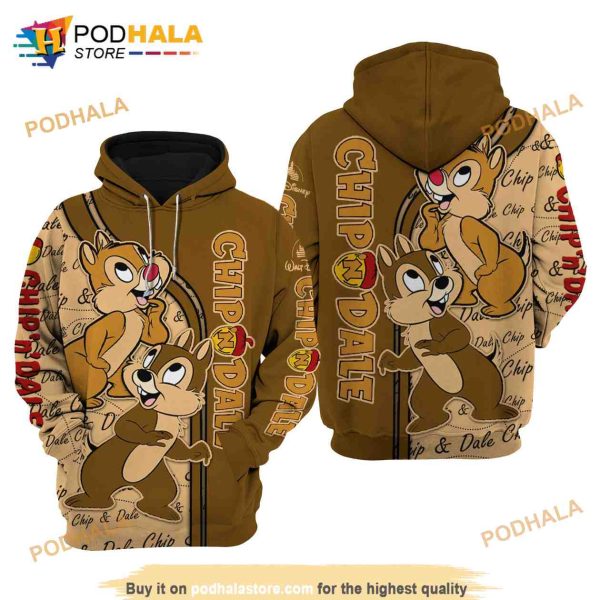 Chip And Dale Chipmunk Disney Unisex Cartoon Graphic 3D Hoodie