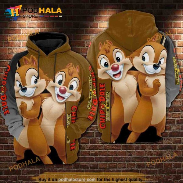 Chip N Dale Disney Over Print 3D Hoodie Sweatshirt