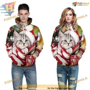 Christmas Cat Santa Claus 3D Hoodie