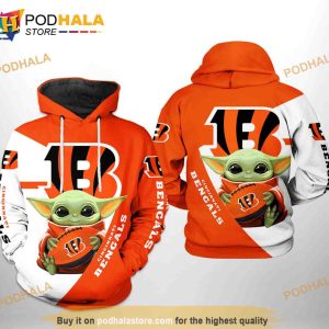 Cincinnati Bengals NFL Baby Yoda Team 3D Hoodie Sweatshirt