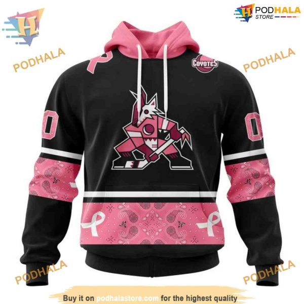 Classic Paisley Breast Cancer NHL Arizona Coyotes Hoodie 3D