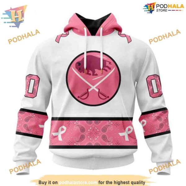 Classic Style Paisley NHL October Pink Breast Cancer Buffalo Sabres 3D Hoodie