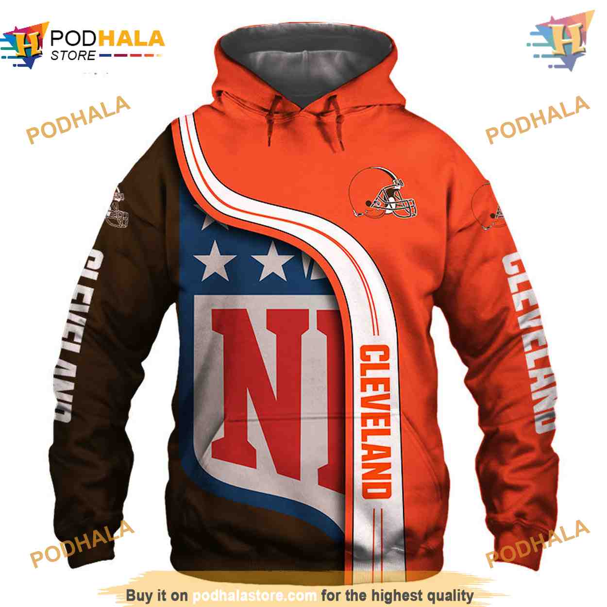 Cleveland Browns 3D Hoodie Pullover Cleveland Browns 3D Hoodie Pullover