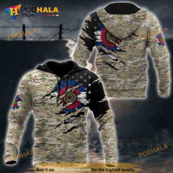 Colorado Sunflower Camo 3D Hoodie Sweatshirt