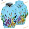 Colorful Butterflies Pattern On Blue Unisex Print All 3D Christmas Hoodie