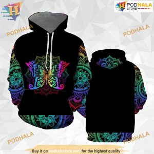 Colorful Mandala Butterfly Vintage All Over Printed 3D Hoodie Sweatshirt