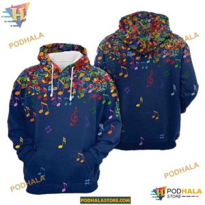 Colorful Music Notes Unisex Print All 3D Christmas Hoodie