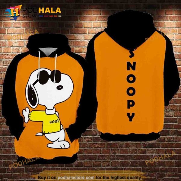 Cool Snoopy Wear Sunglasses Over Print 3D Hoodie Sweatshirt