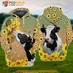 Cow And Sunflower 3D Hoodie Sweatshirt