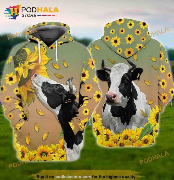 Cow And Sunflower 3D Hoodie Sweatshirt