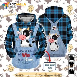 Cow Just A Girl Who Loves Cow Full Printing 3D Hoodie Sweatshirt