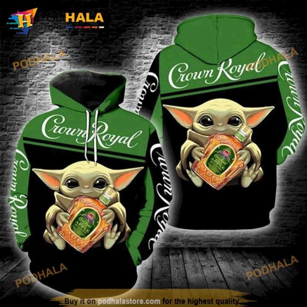 Crown Royal Baby Yoda Star Wars All Over Printed Custom 3D Hoodie